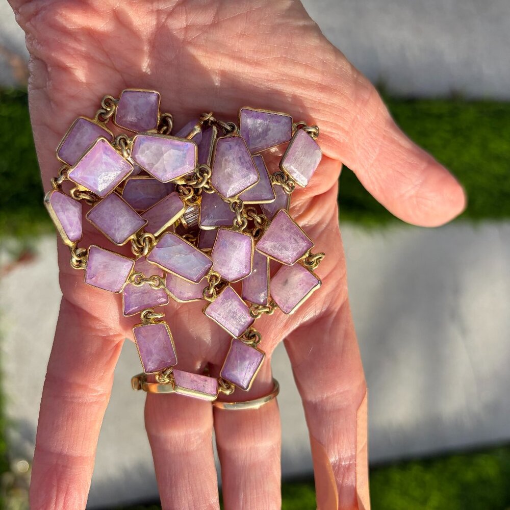 Meredith Waterstraaat pink kunzite necklace, 23" plus 1" lock